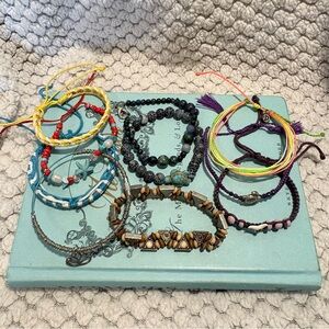 Beachy Bohemian Colourful 10 Piece Jewelry Bracelet Lot